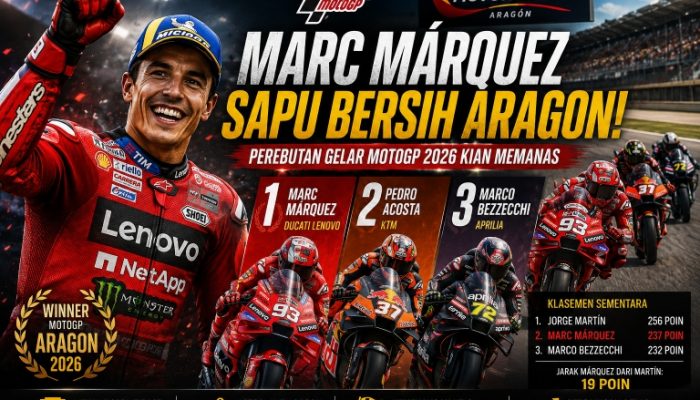 Marc Márquez Sapu Bersih MotoGP Aragon, Pangkas Jarak dengan Jorge Martín