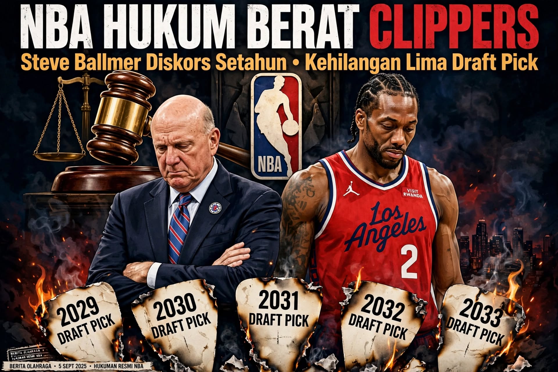 NBA Hukum Berat Clippers, Steve Ballmer Diskors Setahun dan Kehilangan Lima Draft Pick
