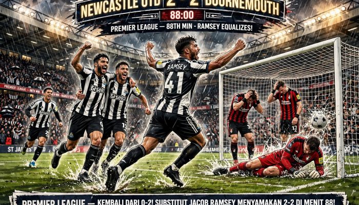 Tertinggal 0-2, Newcastle Bangkit Dramatis dan Paksa Bournemouth Berbagi Poin