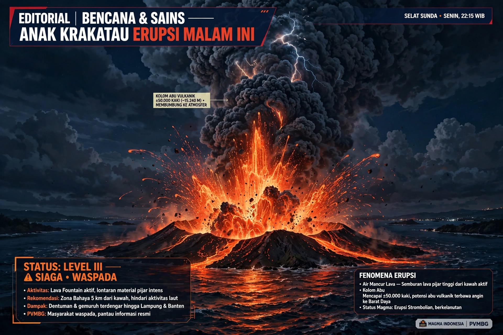 Anak Krakatau Kembali Beraktivitas, Abu Ganggu Penerbangan