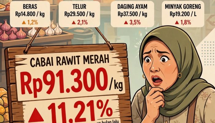 Harga Pangan Naik, Cabai Rawit Merah Tembus Rp91.300 per Kilogram