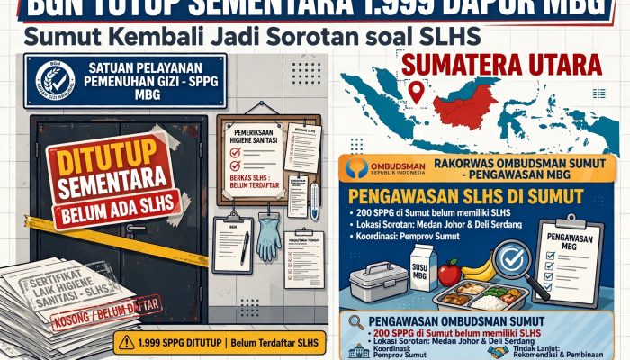 BGN Tutup Sementara 1.999 Dapur MBG, Sumut Kembali Jadi Sorotan Soal SLHS