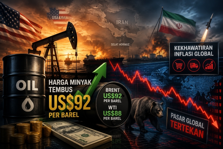 Harga Minyak Tembus US$92 per Barel, Konflik AS-Iran Picu Kekhawatiran Inflasi Global