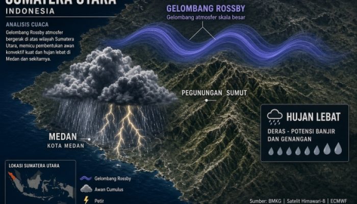 Gelombang Rossby Picu Hujan Lebat di Sumut Sepekan ke Depan, BMKG Imbau Waspada