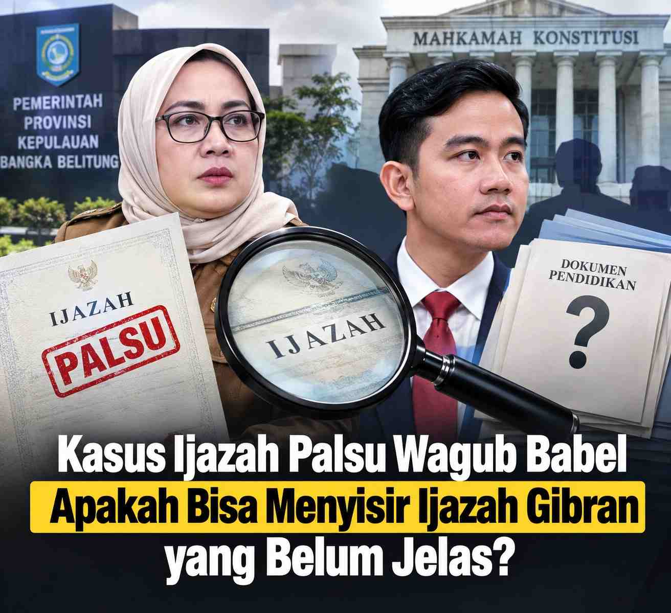 Kasus Ijazah Wagub Babel Bergulir, Akankah Penelusuran Dokumen Pendidikan Menyisir Kasus Gibran?
