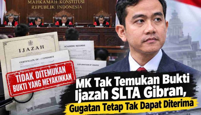 MK Tak Temukan Bukti Ijazah SLTA Gibran, Gugatan Tetap Tak Dapat Diterima