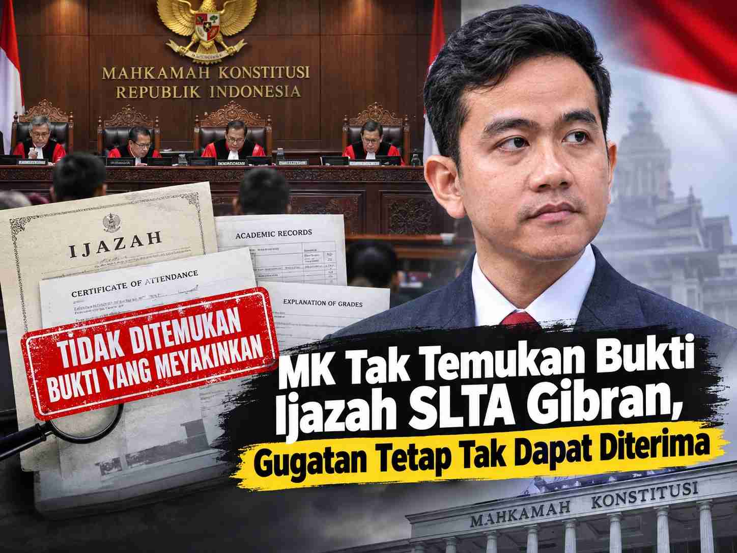 MK Tak Temukan Bukti Ijazah SLTA Gibran, Gugatan Tetap Tak Dapat Diterima