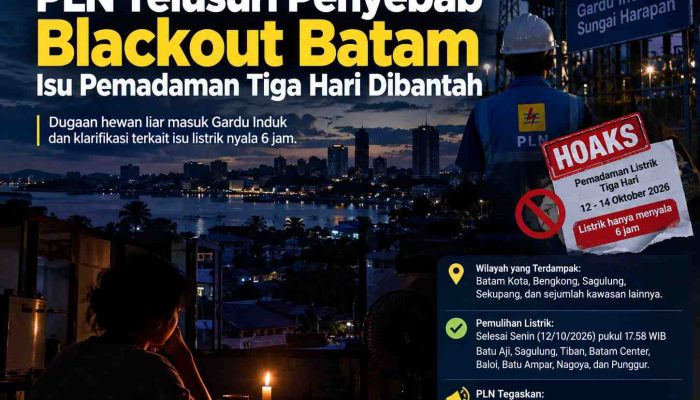 PLN Telusuri Penyebab Blackout Batam, Isu Pemadaman Tiga Hari Dibantah