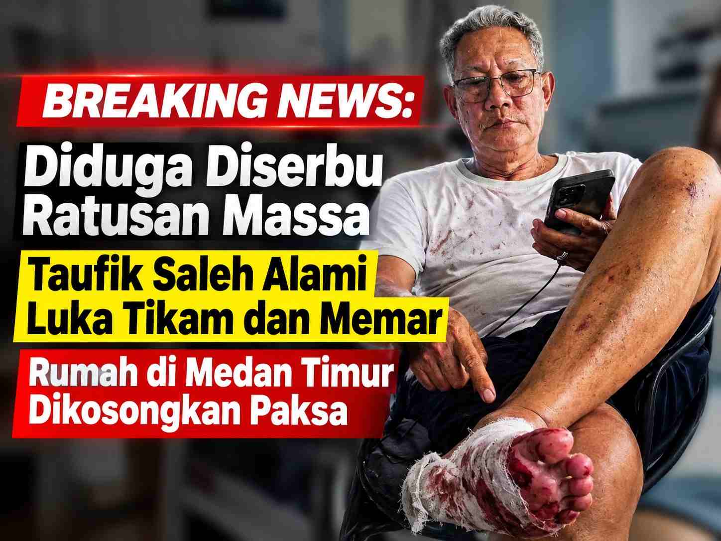 BREAKING NEWS: Diduga Diserbu Ratusan Massa, Taufik Saleh Alami Luka Tikam dan Memar, Rumah di Medan Timur Dikosongkan Paksa
