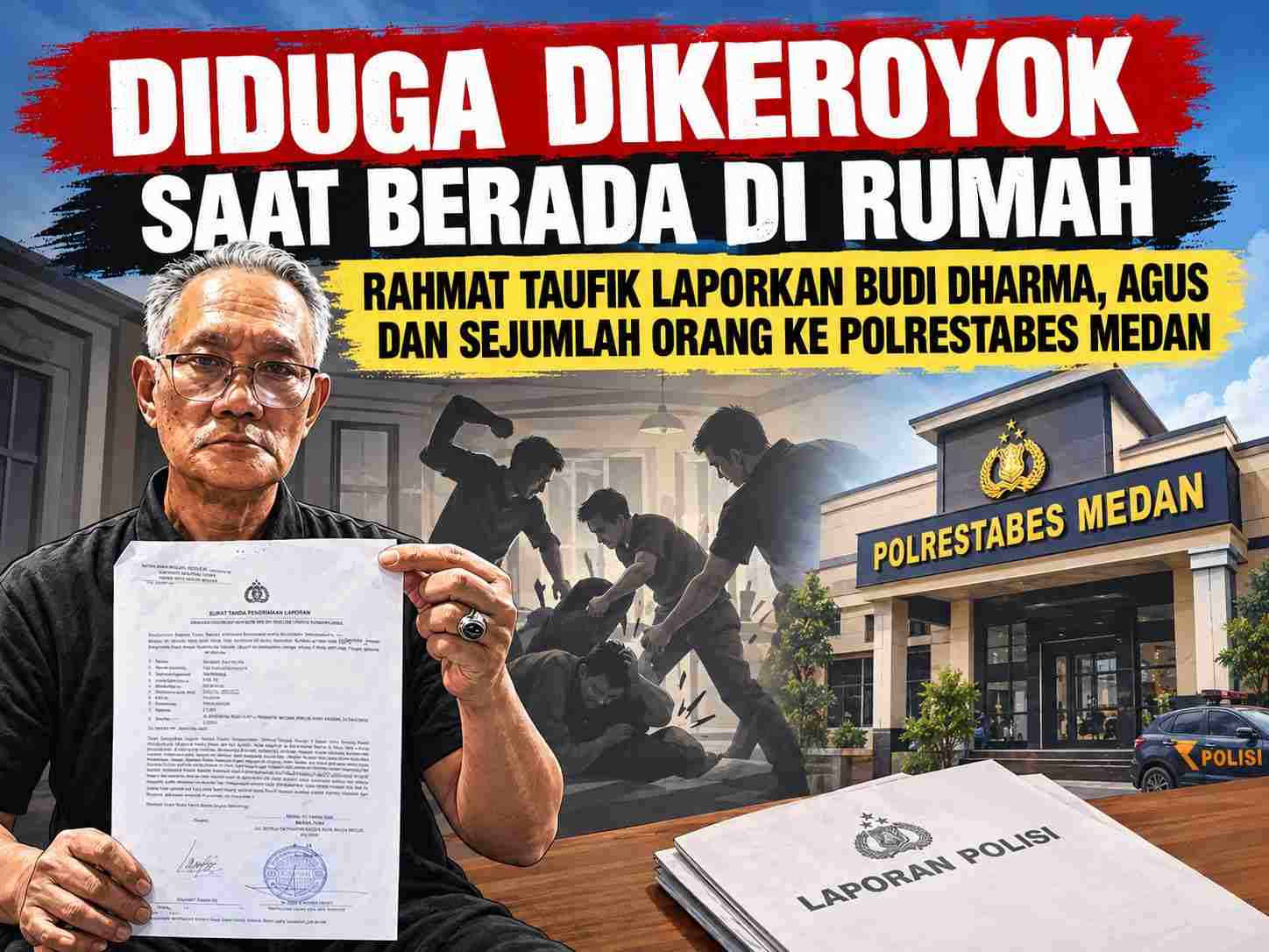Diduga Dikeroyok Saat Berada di Rumah, Rahmat Taufik Laporkan Budi Dharma, Agus dan Sejumlah Orang ke Polrestabes Medan